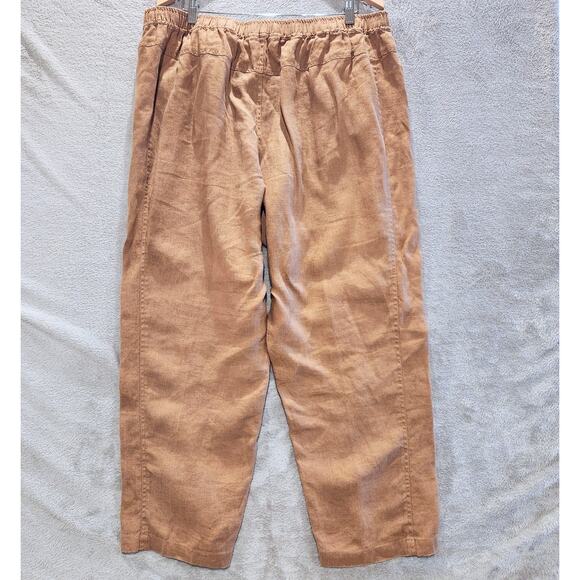 Orvis Womens Brown 100% Linen Straight Leg Pants Size XL Beach Coastal Stretch - Picture 4 of 12